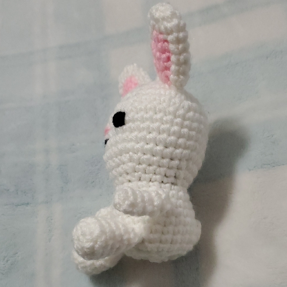 Plush White and Pink Bunny Stuffed Animal - Picture 2 of 6